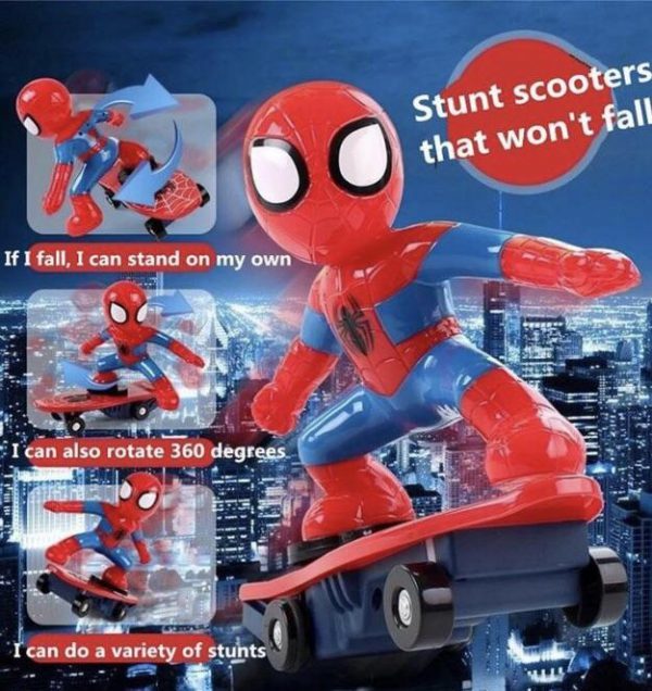 Spiderman Scooter Electric Car Stunt Music led Light Toys