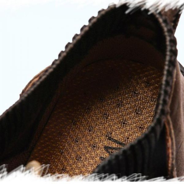 Men Suede Fabric Hand Stitching Warm Plush Lining Ankle Boots - Image 6