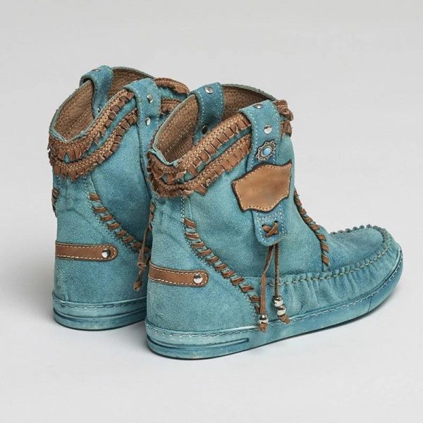 Blue Spring/Fall Faux Suede Boots - Image 2