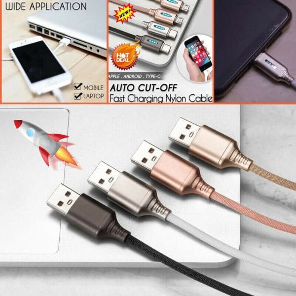 Auto Cut-off Fast Charging Nylon Cable