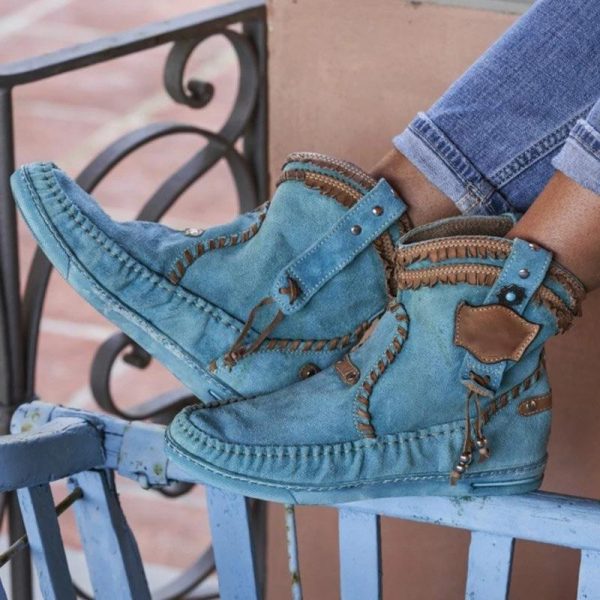 Blue Spring/Fall Faux Suede Boots - Image 4