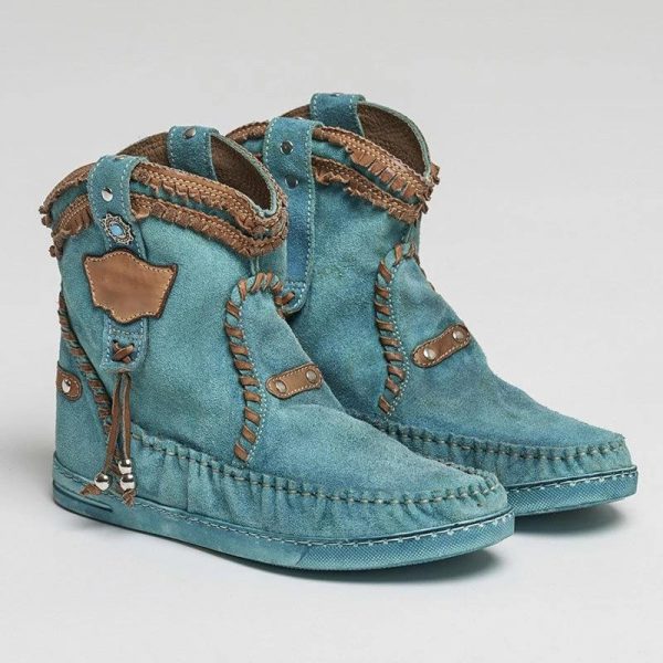 Blue Spring/Fall Faux Suede Boots - Image 5