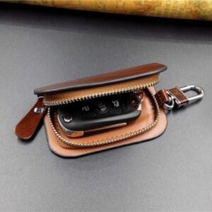 Car Logo Leather Wood Texture Car Key Case