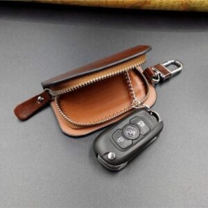 Car Logo Leather Wood Texture Car Key Case