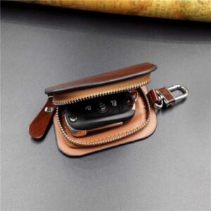 Car Logo Leather Wood Texture Car Key Case