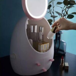 LED HD Mirror Makeup Storage Box Cosmetic Organizer Case