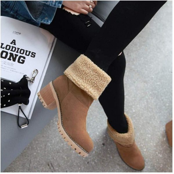 Premium Women Suede Snow Chunky Ankle Boots