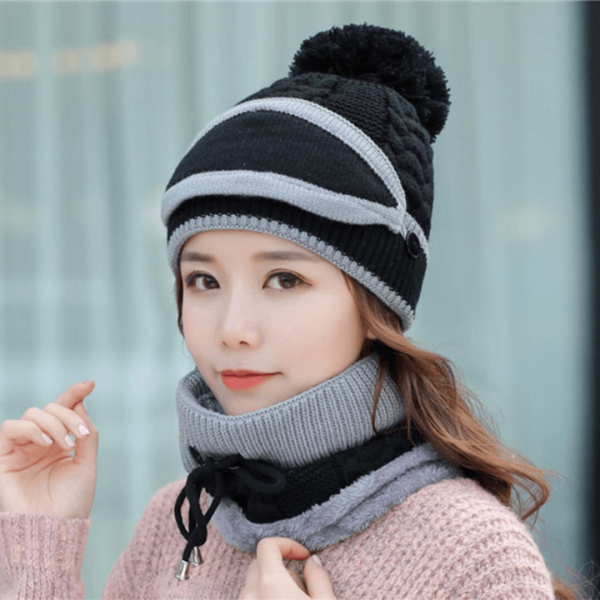 3-in-1 Winter Beanie Scarf Set