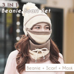 3-in-1 Winter Beanie Scarf Set