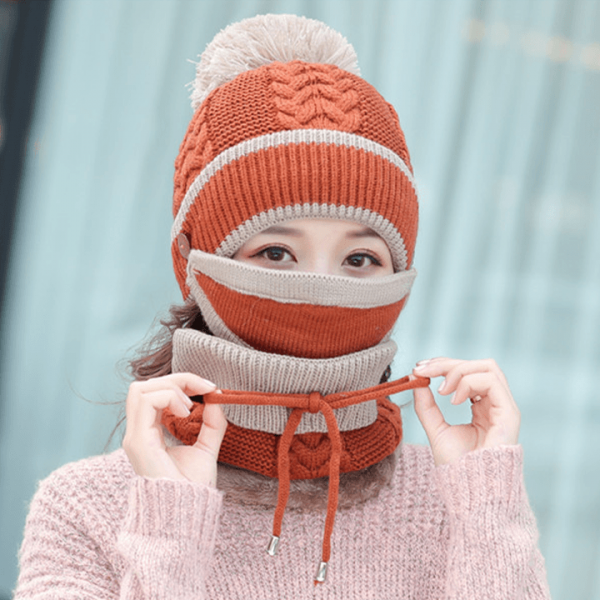 3-in-1 Winter Beanie Scarf Set