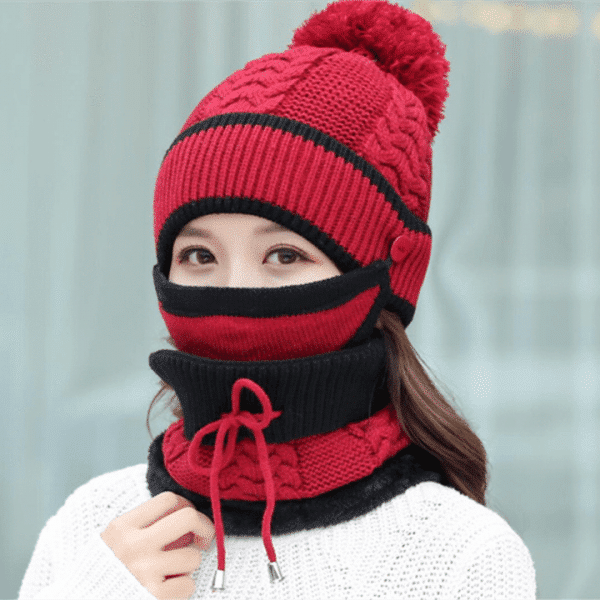 3-in-1 Winter Beanie Scarf Set