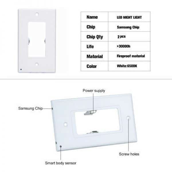 Outlet Wall Plate With LED Night Lights-No Batteries Or Wires - Image 3