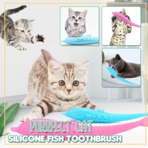 Purrfect Cat Silicone Fish Toothbrush