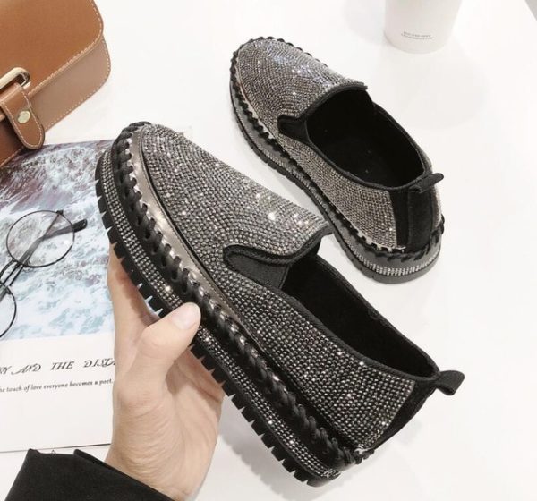 Women Casual Fashion Rhinestone Slip-on Sneakers - Image 2