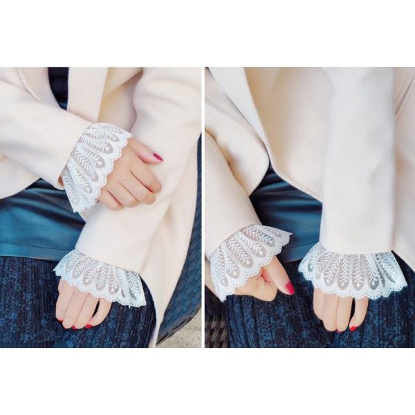 2Pcs/Pair Women Floral Lace Pleated Fake Sleeves - Image 4