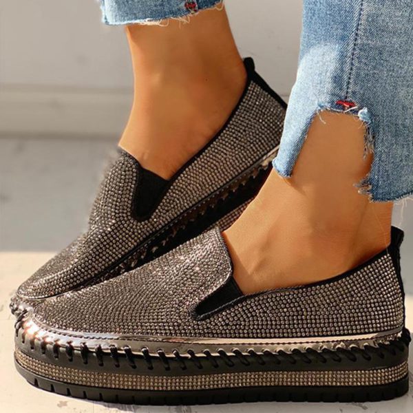 Women Casual Fashion Rhinestone Slip-on Sneakers