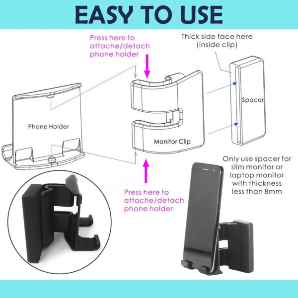 Notebook Screen Side Phone Holder - Image 4