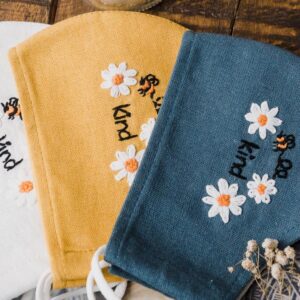 Bee Kind Hand Embroidery Natural Linen FaceMask