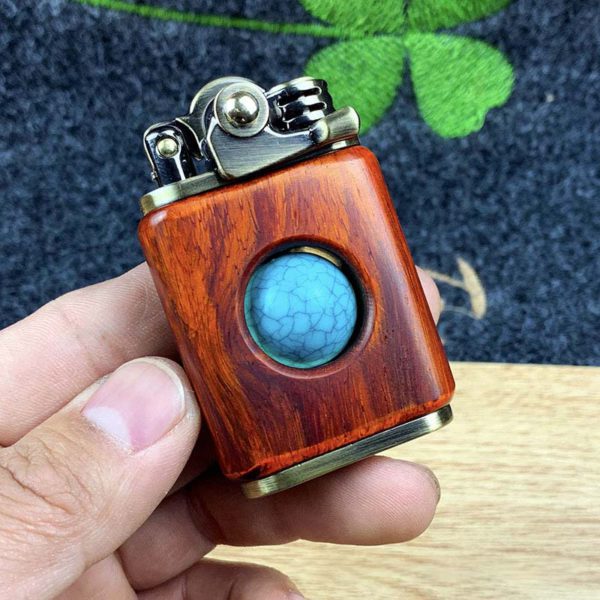 Rosewood handmade custom windproof kerosene to bead lighter - Image 2