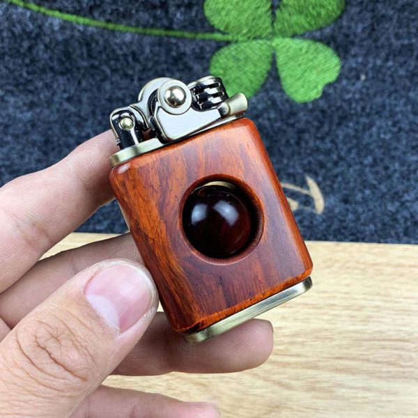 Rosewood handmade custom windproof kerosene to bead lighter - Image 3