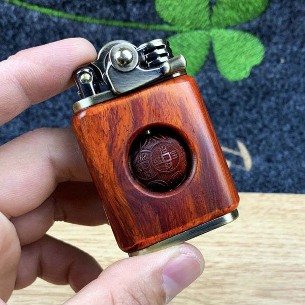 Rosewood handmade custom windproof kerosene to bead lighter - Image 4