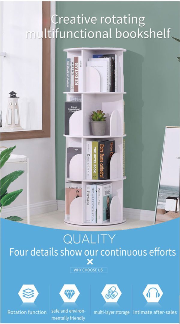 4-TIER Creative Floor Rotating Bookshelf