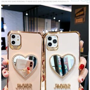 2021 Newest Luxurious Airbag Protection iPhone Case With Bling Heart shaped Mirror Hairball