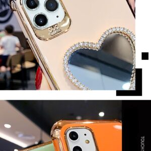 2021 Newest Luxurious Airbag Protection iPhone Case With Bling Heart shaped Mirror Hairball