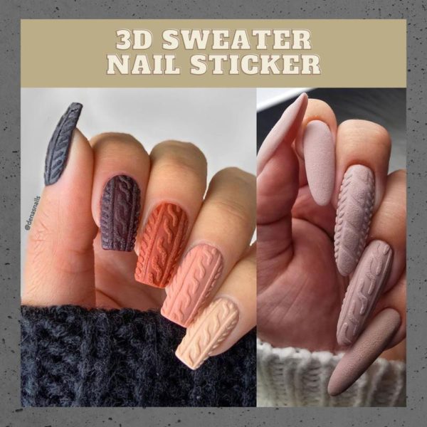 [PROMO 30% OFF] 3D Sweater Nail Sticker