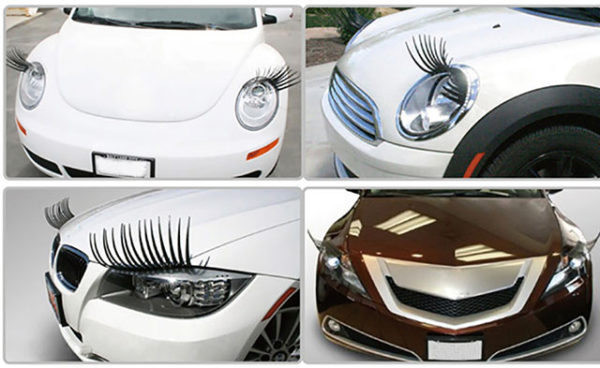 Car Headlight Sticker False Eye Lash Sticker Funny Eyelashes 2PCS