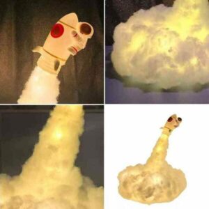 Special DIY LED Clouds Rocket Astronaut Bedside Table Lamp