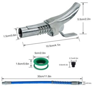 Hose Kit High-Pressure 10000PSI Grease Gun Coupler Coupling End Fitting 1/8” NPT Adapter Connector Lock-On Tool Accessories