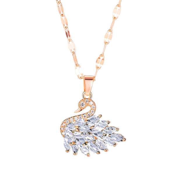 Swan Full Diamond Necklace Female Simple Collarbone Chain Neck