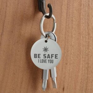 Be Safe Screwdriver Keychain - Custom Engraved Screwdriver Keychain Gift - Father's Day Gift - Tools - Silver Black Keychain