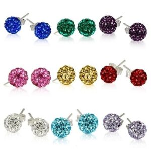 14 Pairs 18k White Gold Plate Austrian Crystal Ball Stud Earrings