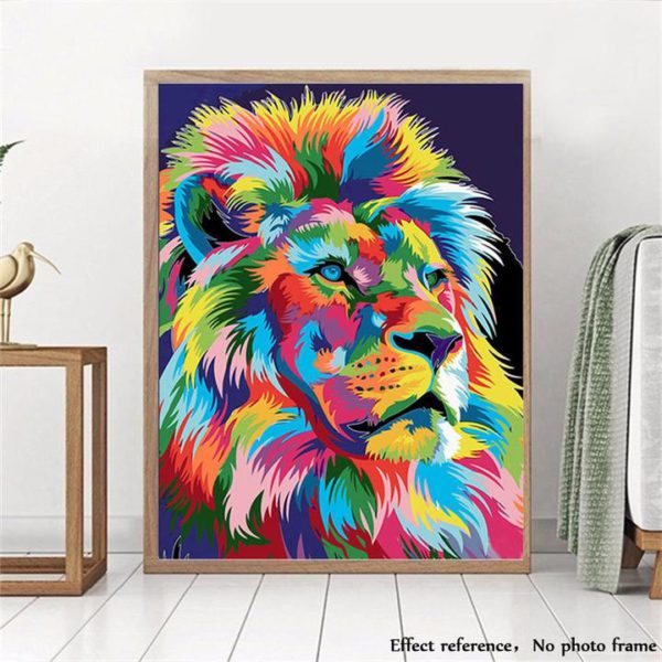 DIY Painting By Numbers Colorful Animals Oil Painting