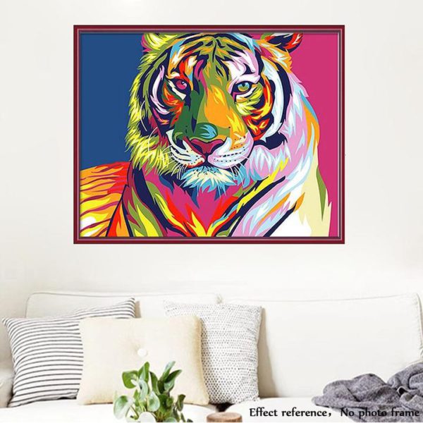 DIY Painting By Numbers Colorful Animals Oil Painting