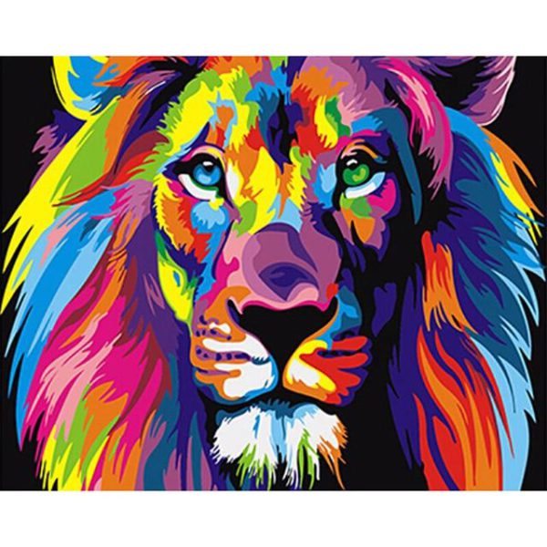 DIY Painting By Numbers Colorful Animals Oil Painting