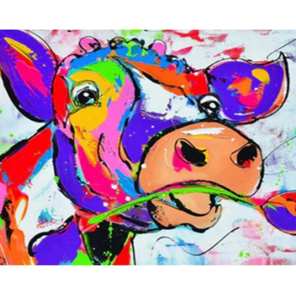 DIY Painting By Numbers Colorful Animals Oil Painting