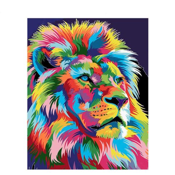 DIY Painting By Numbers Colorful Animals Oil Painting