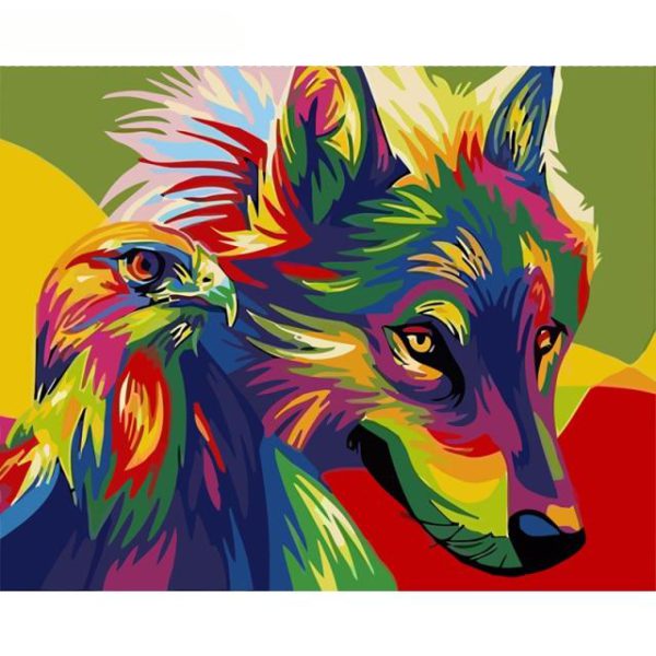 DIY Painting By Numbers Colorful Animals Oil Painting