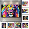 DIY Painting By Numbers Colorful Animals Oil Painting