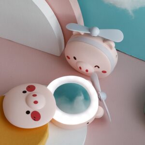 (Children's Day Hot Sale-50% OFF) Piggy Makeup Mirror with Fan (BUY 2 GET 1 FREE)