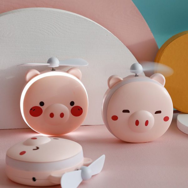 (Children's Day Hot Sale-50% OFF) Piggy Makeup Mirror with Fan (BUY 2 GET 1 FREE)