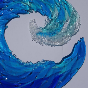 Ocean Wave Fused Glass Sculpture