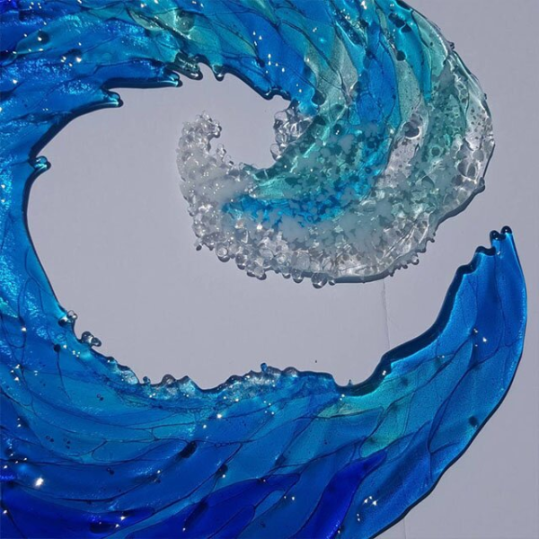 Ocean Wave Fused Glass Sculpture