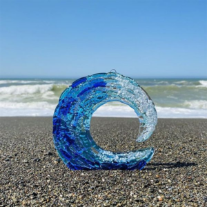 Ocean Wave Fused Glass Sculpture