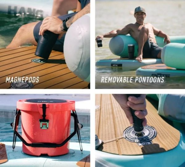 This Giant Curved Inflatable Dock Holds Up To 6 Adults and a Cooler