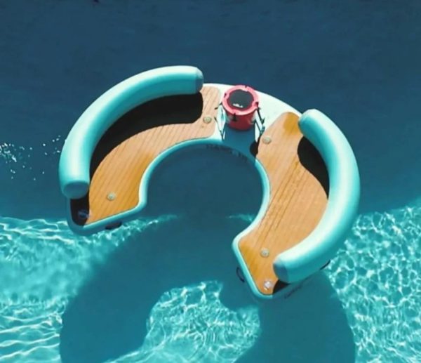 This Giant Curved Inflatable Dock Holds Up To 6 Adults and a Cooler