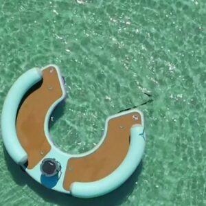 This Giant Curved Inflatable Dock Holds Up To 6 Adults and a Cooler